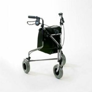 Chrome Plated Steel Tri Wheeled Walker / Rollator with Loop Brakes
